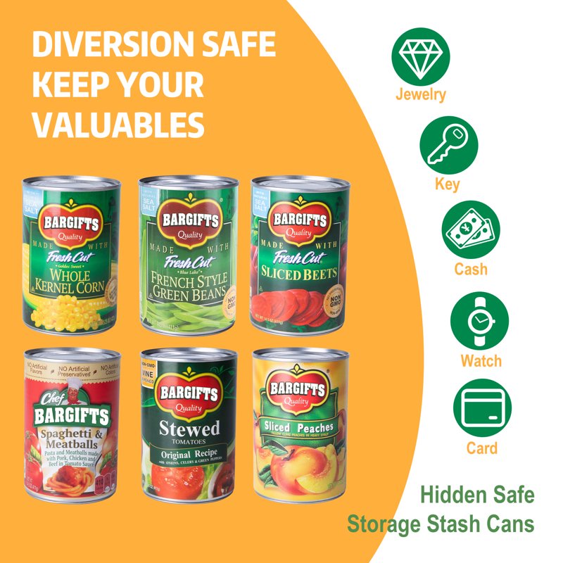 Hidden Safe Can Diversion Safe Fake Can with Hidden Compartment for Valuables - Peach