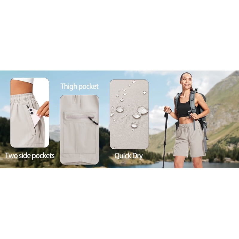 Women's Quick Dry Cargo Shorts for Hiking & Casual Summer Wear