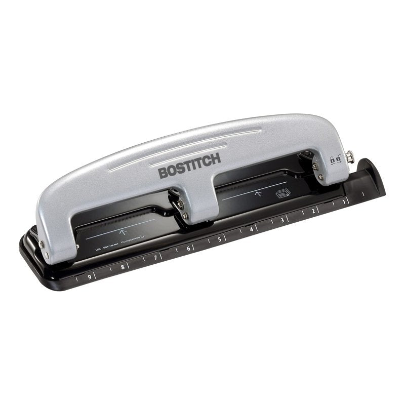 Heavy Duty Three-Hole Punch, 12 Sheets Capacity, Reduced Effort Office Tool