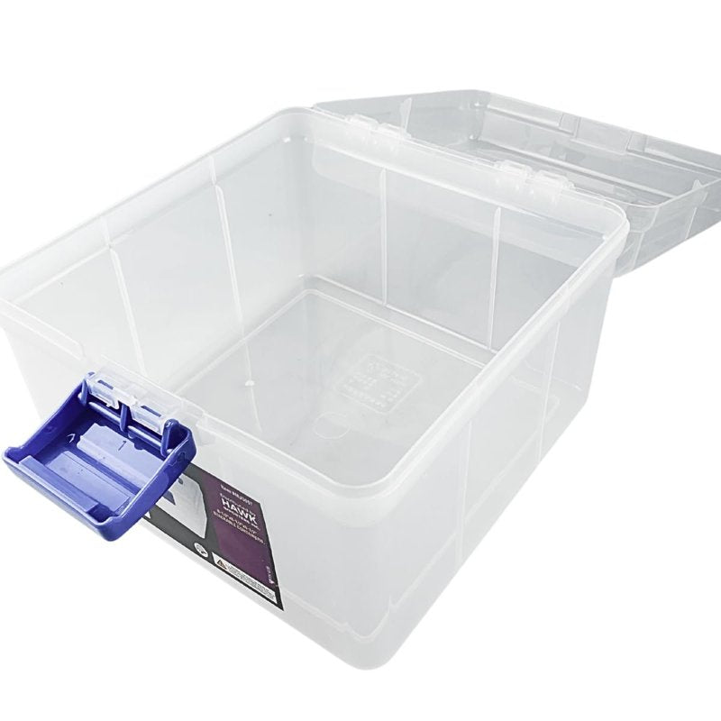 Plastic Storage Box with Blue Handle & Latch - 8.25 Inch Organizer