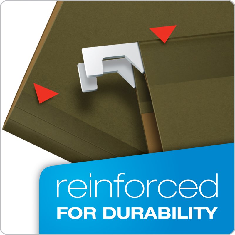 Legal Size Reinforced Hanging Folders with Tabs - Standard Green, 25 Pack