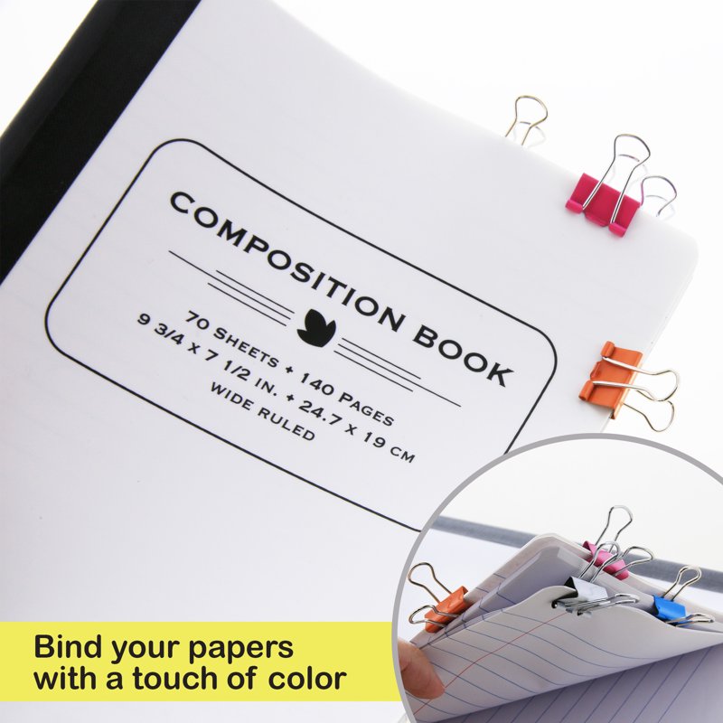 Multi-Color Small Binder Clips 3/4 Inch (19mm) Paper Clamps for Office & School - 20/Pack