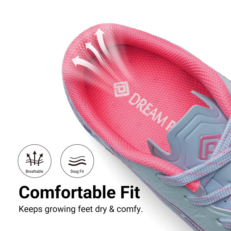 Dream Pairs Kids Soccer Cleats High-Speed Lightweight Football Shoes - Light Blue Pink, Variation 6