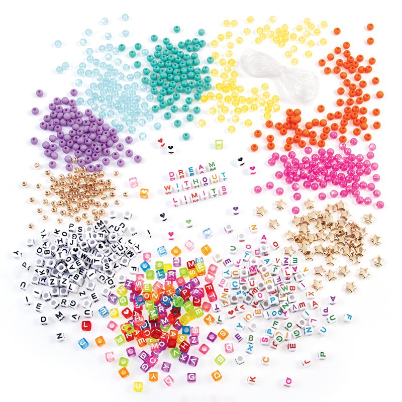 Alphabet Bead Bracelet DIY Kit for Kids - 1008 Assorted Beads & Craft Supplies