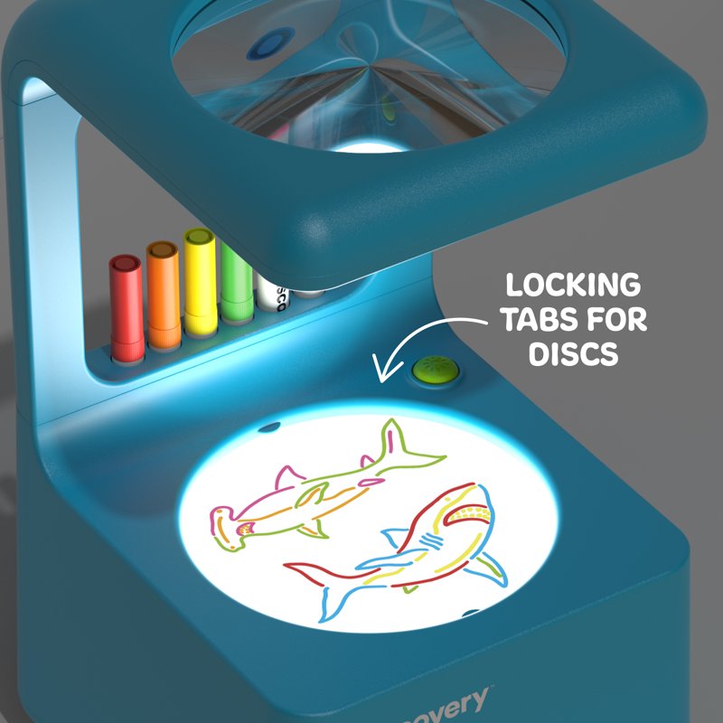 Children's Doodle Projector Light Art Station - Reusable Discs & Markers
