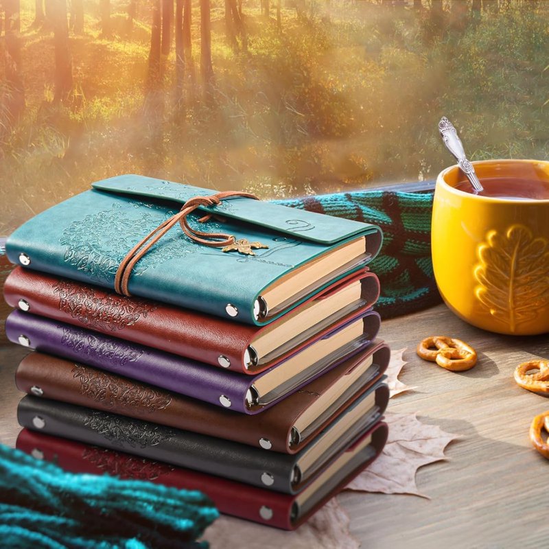 Refillable Leather Notebook Journal A5 Size with Ring Binder and Storage Pockets