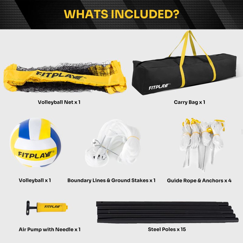 Portable Adjustable Four Square Volleyball Net Set for Beach Lawn Backyard