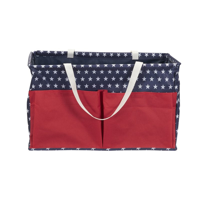 Rectangular Canvas Utility Tote with Handles and Pockets - Water-Resistant Storage Bag