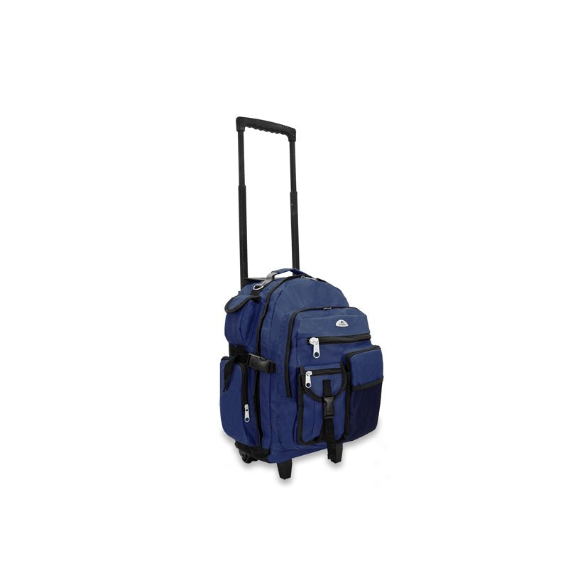 Unisex Deluxe Rolling Backpack on Wheels 21x12x13.5 Navy