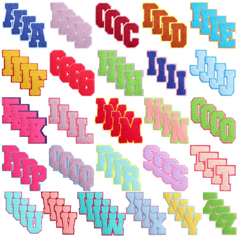 104PCS Colorful Chenille Letter Patches - Iron-On DIY Embroidered A-Z Set