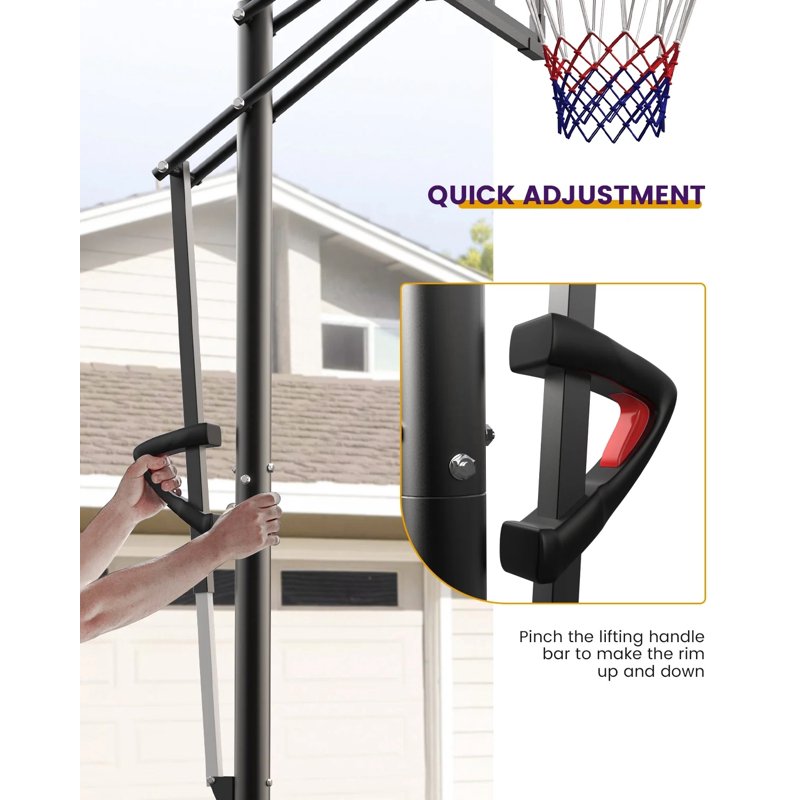 Portable Basketball Hoop System with Adjustable Height 3.9-8.5 ft 33-Inch Backboard for Outdoor & Indoor Use