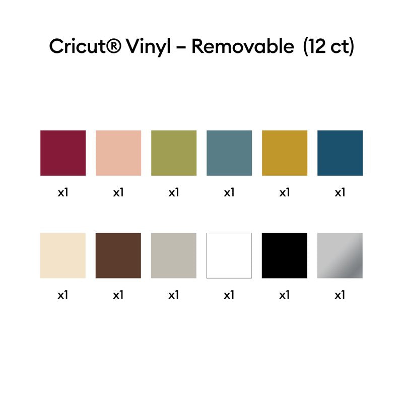 Cricut Removable Vinyl Sampler - 12 Sheets 12x12 Inches for DIY Crafts
