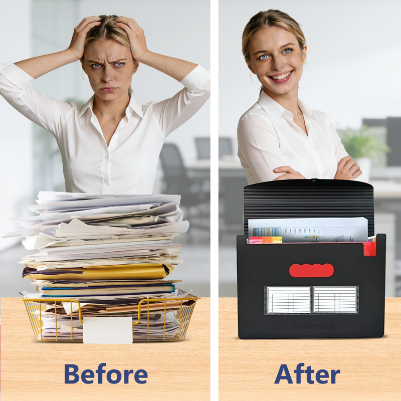 2 Pack Expandable File Folders with 26 Color-Coded Pockets - A4 Letter Size Office Organizer