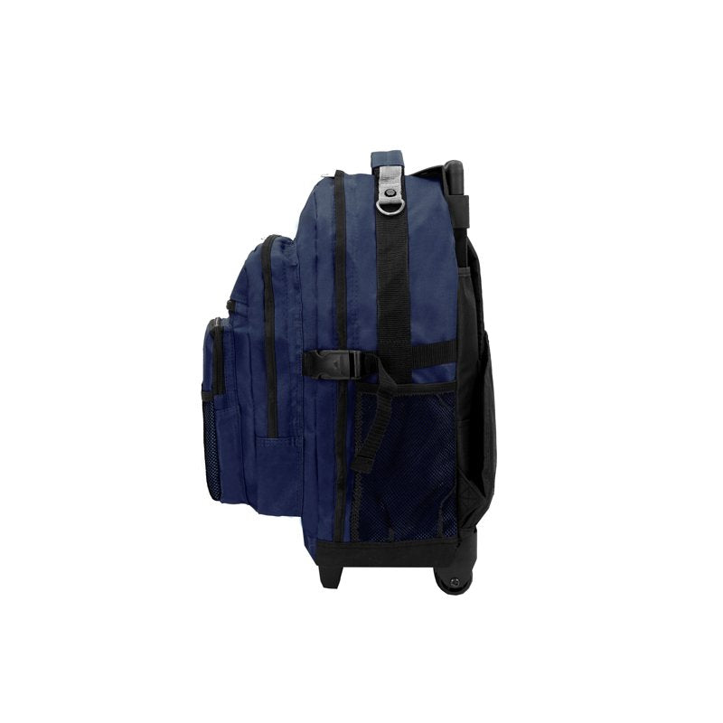 Unisex Deluxe Rolling Backpack on Wheels 21x12x13.5 Navy