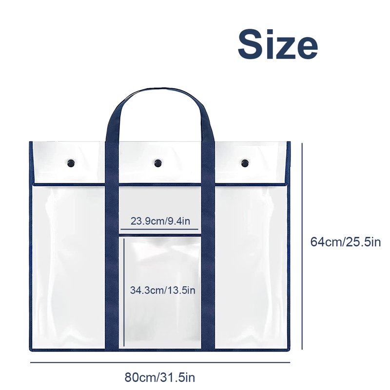 Large Art Portfolio Bag for Posters and Artwork - Durable PVC Organizer with Pocket