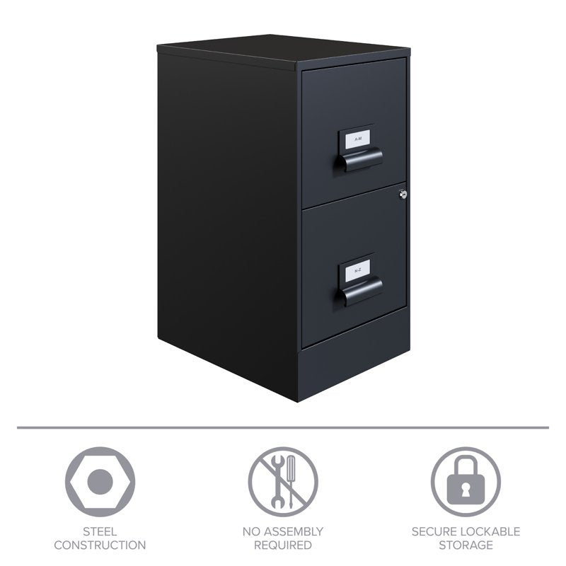 18 Inch Metal File Cabinet with Lock 2-Drawer Vertical Storage Organizer