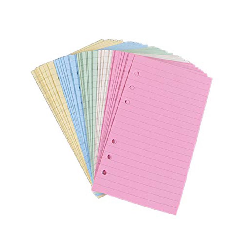 Colorful Loose Leaf Paper Refill for A6 Binders - 100 Sheets Multi-Color Pages
