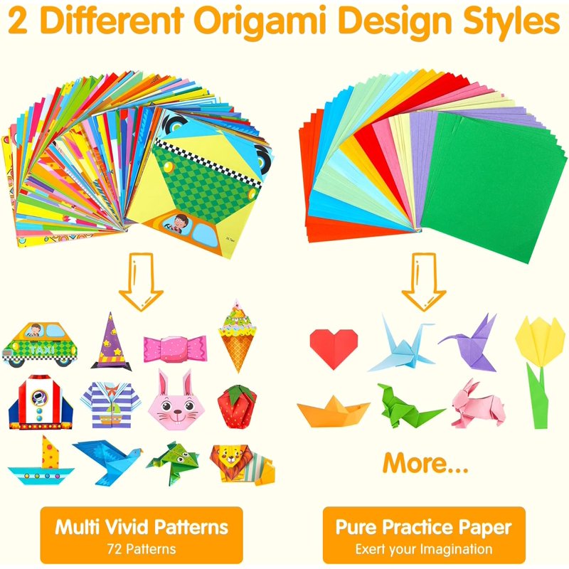 Kids Origami Paper Kit with 224 Sheets, Patterns & Tutorial for Beginners