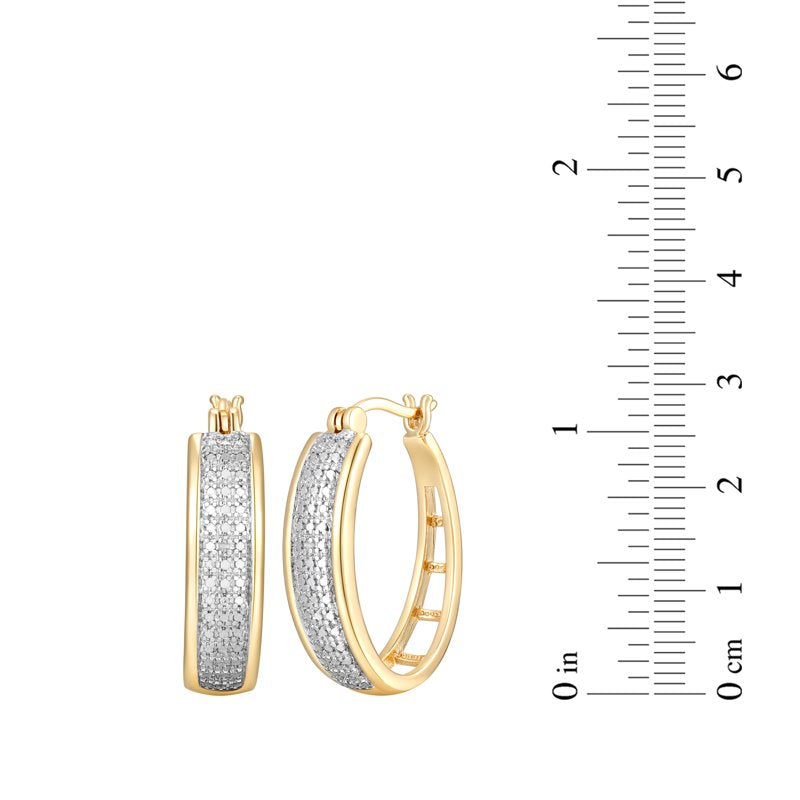 Diamond Accent Hoop Earrings in 18k Gold Over Bronze - Statement Jewelry for Women