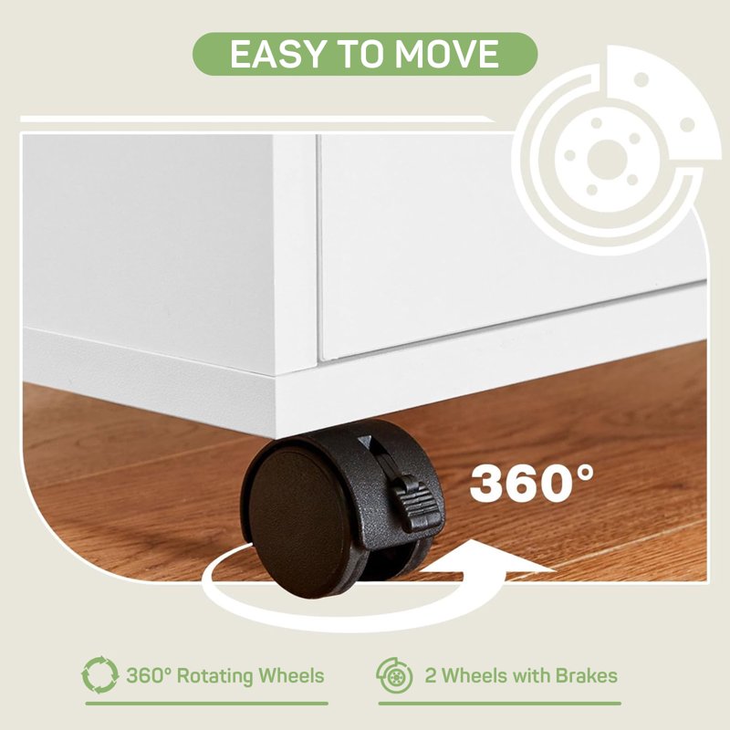 5-Drawer Wooden File Cabinet with Lockable Wheels - Home Office Storage Organizer