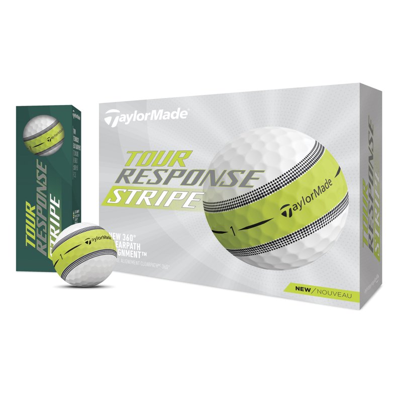 TaylorMade Tour Response Stripe Golf Balls 12pk - Yellow Stripe Edition, 2021