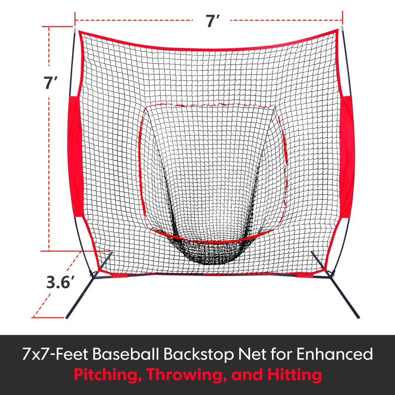 Portable Baseball & Softball Hitting Net 7x7ft with Carrying Bag - Practice & Training Equipment
