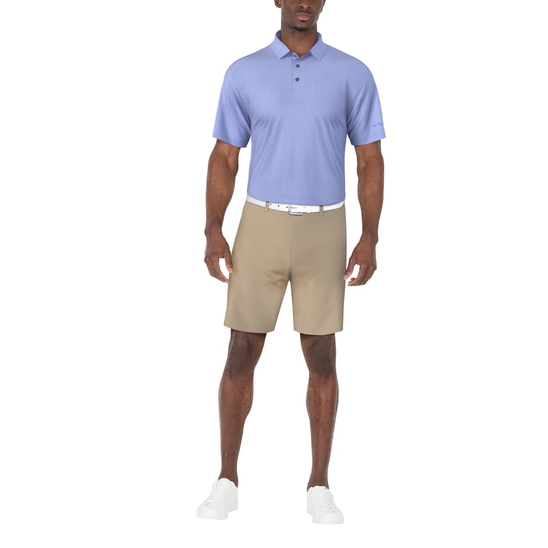 Men's Golf Polo Shirt with Geometric Jacquard Pattern - UV Sun Protection, Moisture Wicking, Stretch, All Sizes
