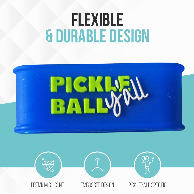 Palms-O-Aces Blue Silicone Pickleball Paddle Grip Bands - 3 Pack (Variation: Blue 3C)