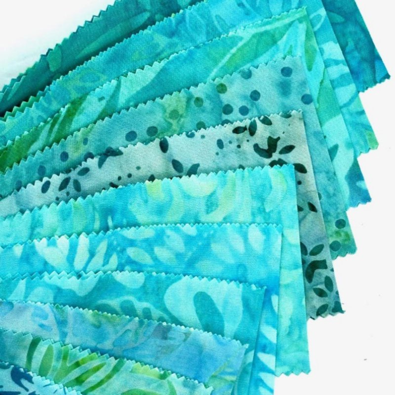 40-Piece Jelly Roll Fabric Strips for Quilting and Sewing - Blue Green Lake