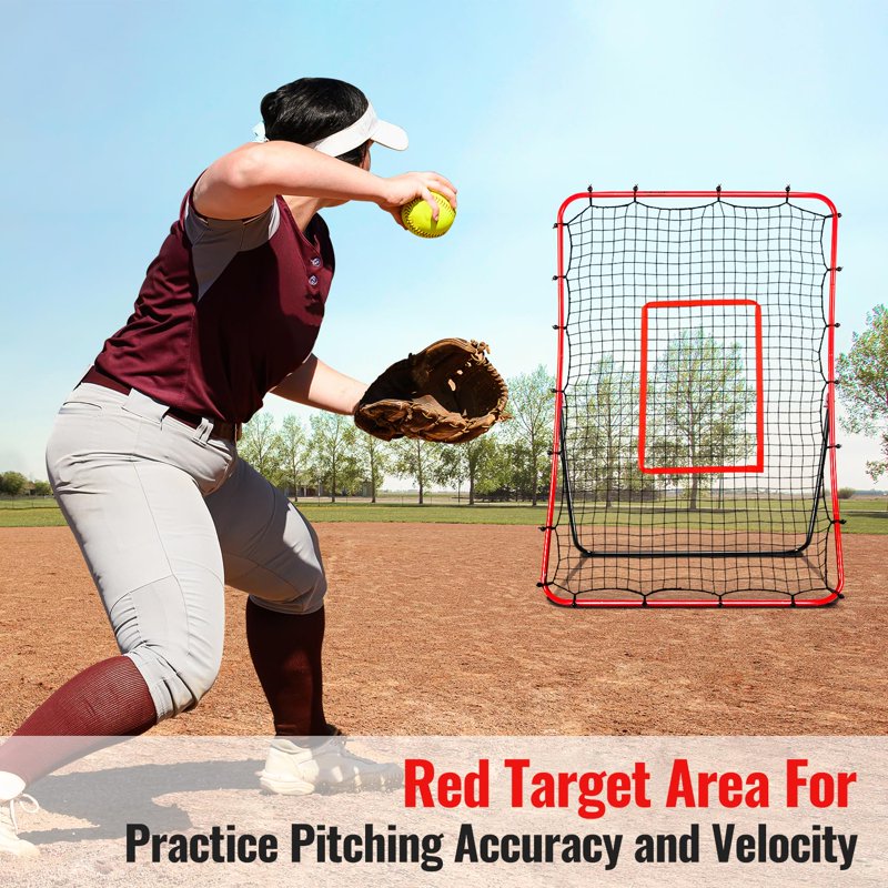 Baseball Rebounder Net 68x44 Inches Adjustable Pitch Trainer Practice Equipment