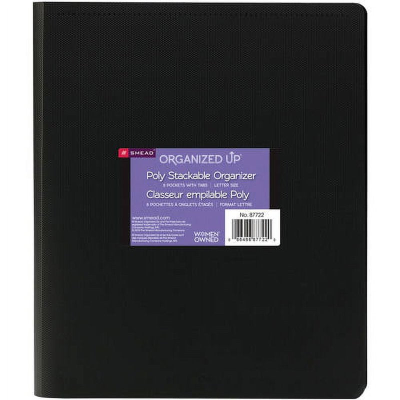 Multi Pocket Organizer with 8 Pockets - Letter Size, Black Office Storage