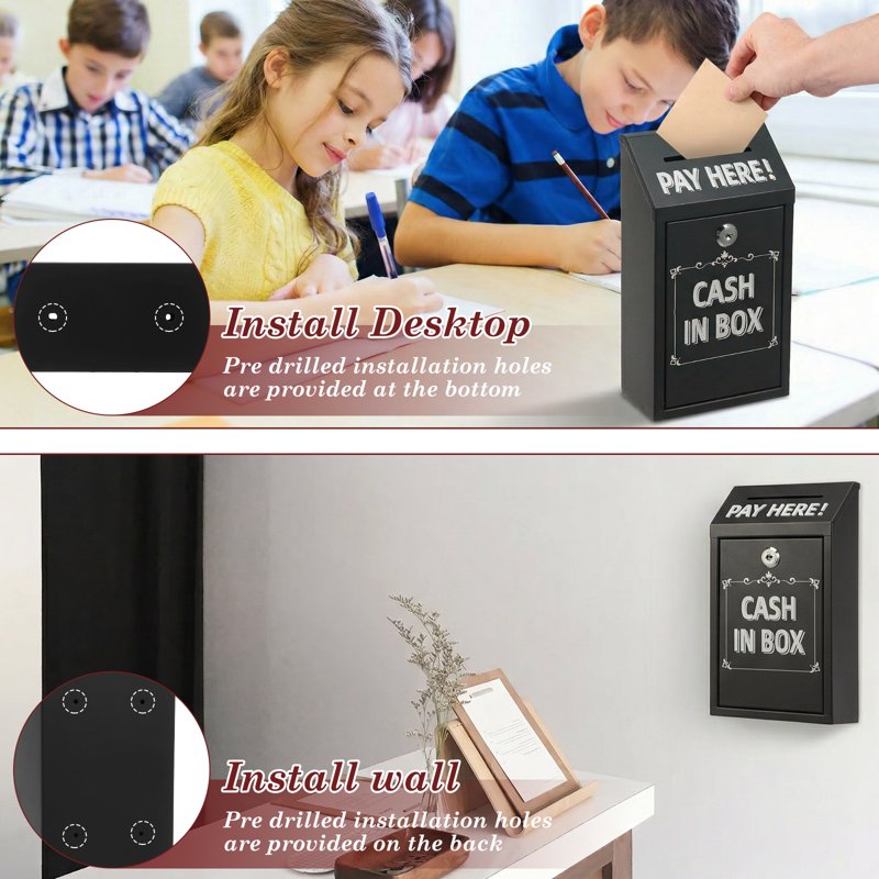 Metal Cash Drop Box with Lock and Slot for Farm Stand Porch Pickup - All Colors