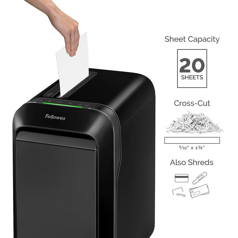 Fellowes Cross-Cut Paper Shredder 20 Sheets with Jam Proof & SafeSense