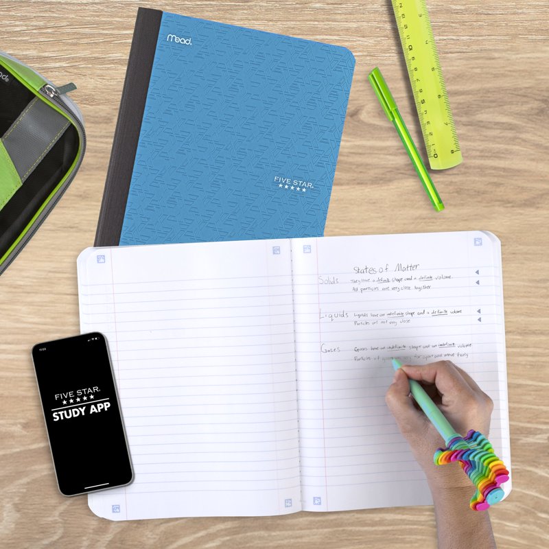Wide Ruled Composition Book with Study App 80 Sheets 7.5" x 9.75" Tidewater Blue