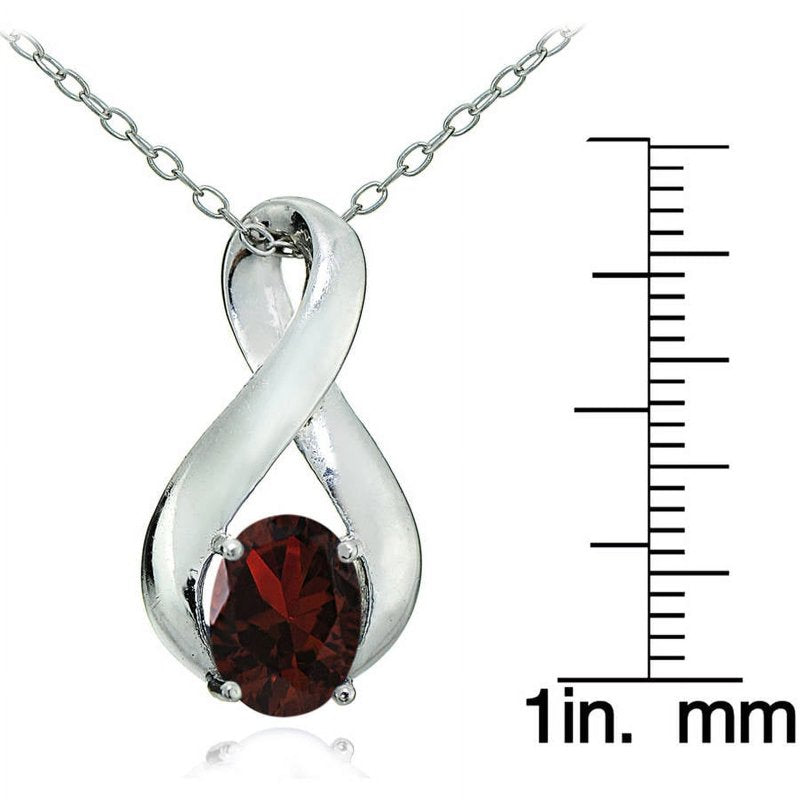 Garnet Sterling Silver Infinity Necklace - 18-Inch Chain