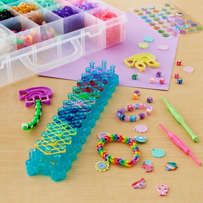 Kids Jewelry Making Kit Rainbow Loom Mega Combo Set with Rubber Bands Beads & Charms