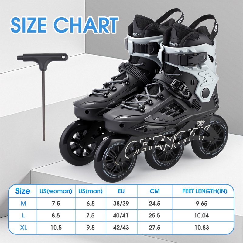 Adult Inline Speed Skates 110mm High-Speed Urban Roller Blades - Black & Gray