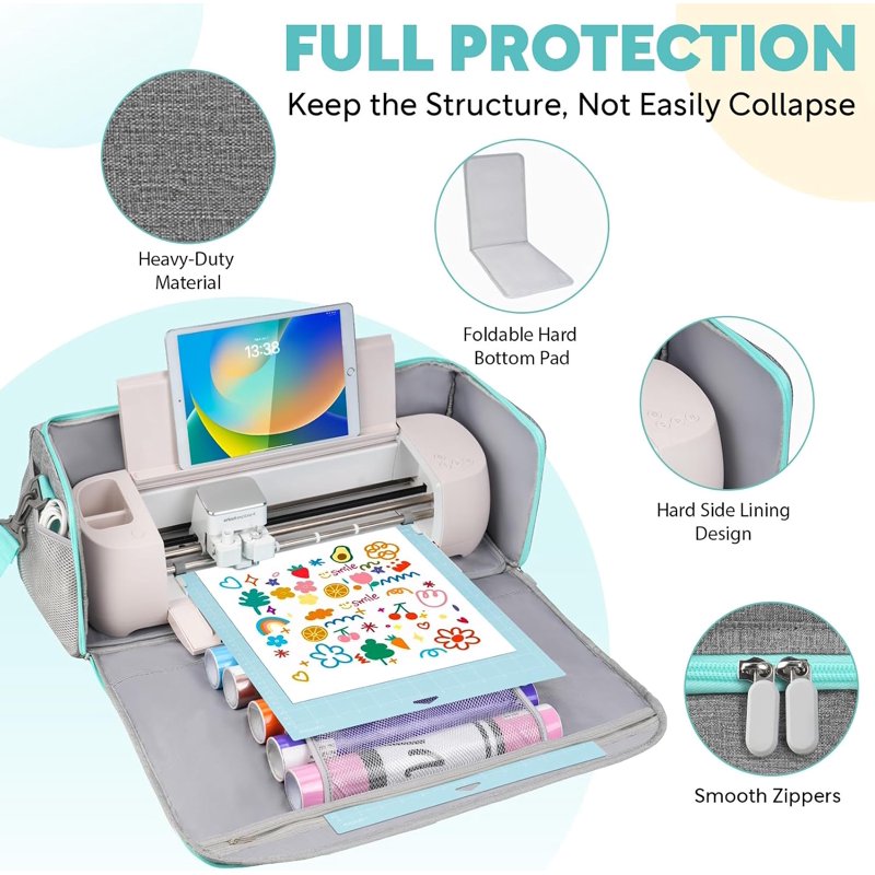 Large Travel Storage Bag for Cricut Maker & Explore Series - Gray & Green