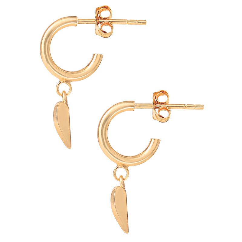 Sterling Silver Gold Plated Heart Charm Hoop Earrings for Women