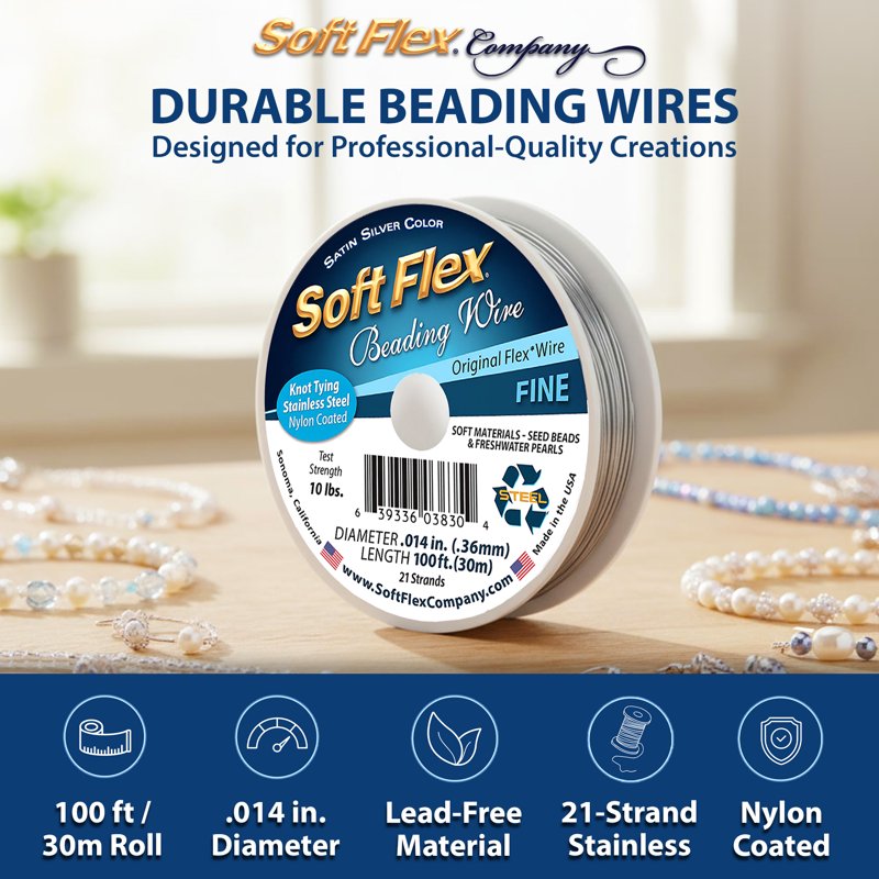 Fine Beading Wire 21-Strand Satin Silver Jewelry Wire for Necklace Earrings Bracelets