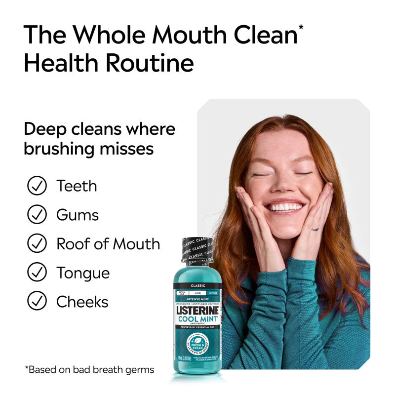 Antiseptic Mouthwash for Bad Breath & Plaque - Cool Mint, 3.2 fl oz