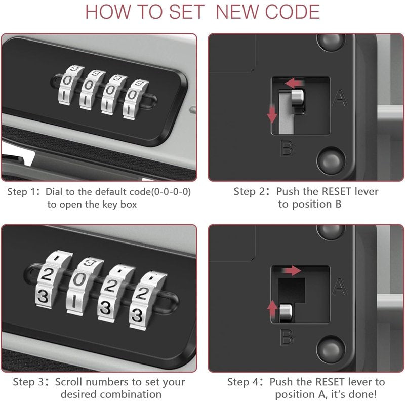 Portable Waterproof Safe Lock Box with 4-Digit Combination for Travel Home Beach