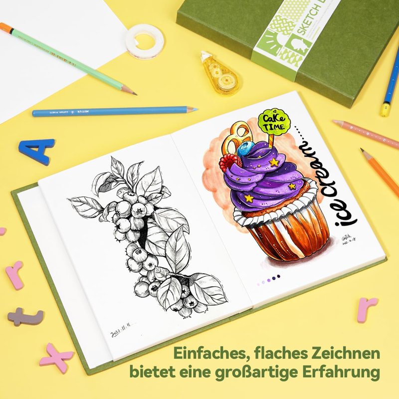 Artist Sketchbook with 120 Sheets, 8.3 x 5.8 Inches, Acid-Free Drawing Paper