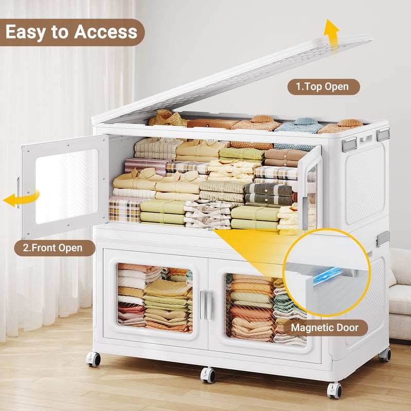 Extra Large Stackable Storage Bins with Lid – Heavy-Duty Plastic Closet Organizers