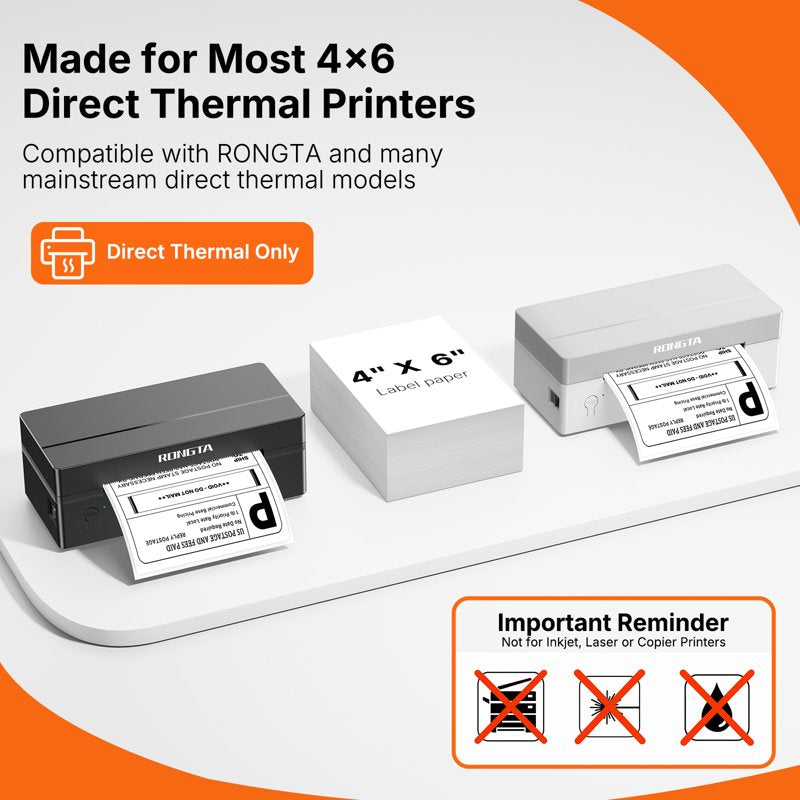 4x6 Shipping Labels - 500 Fanfold Thermal Address & Barcode Labels - Strong Adhesive