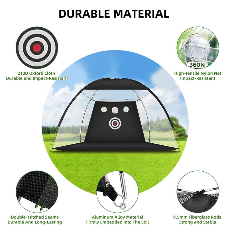 Golf Practice Net with Hitting Mat and 3 Target - Portable Indoor/Outdoor