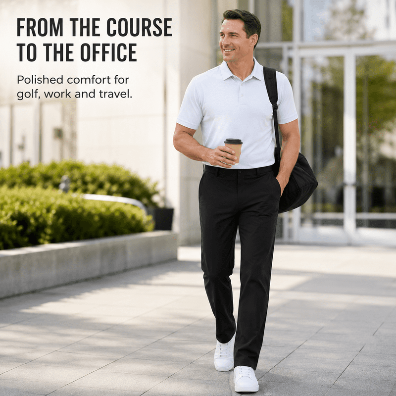 Men's Stretch Dress Pants - Quick Dry Business Casual Slacks, Flat-Front Fit