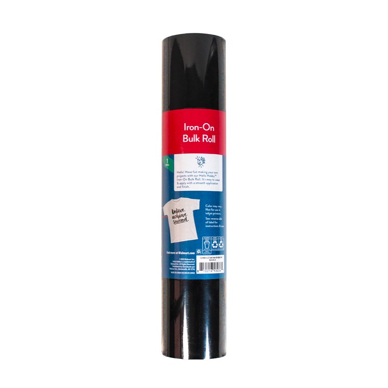 12" x 25' Black Iron-On Craft Vinyl Roll for Heat Transfer T-Shirts & Apparel