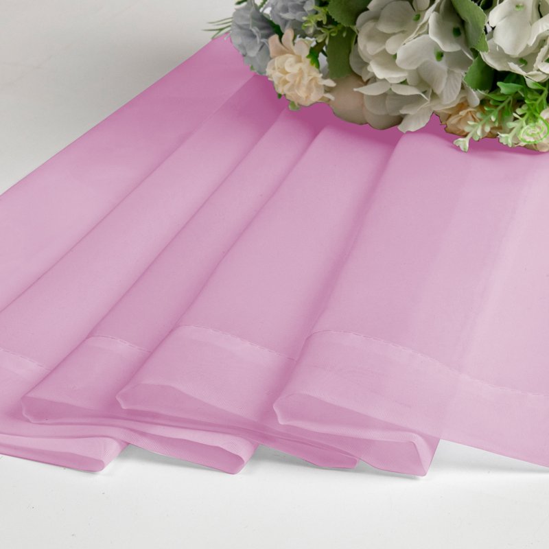 Pink Sheer Cafe Curtains 2 Pack - Light Filtering Voile Window Drapes