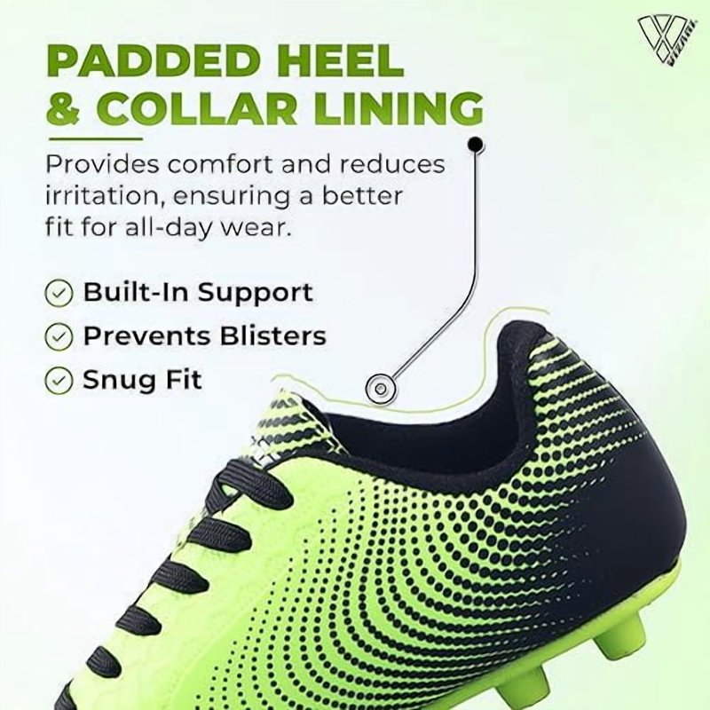 Vizari Stealth Firm Ground Kids Soccer Cleats - Green/Black, 2 (Variation 2)
